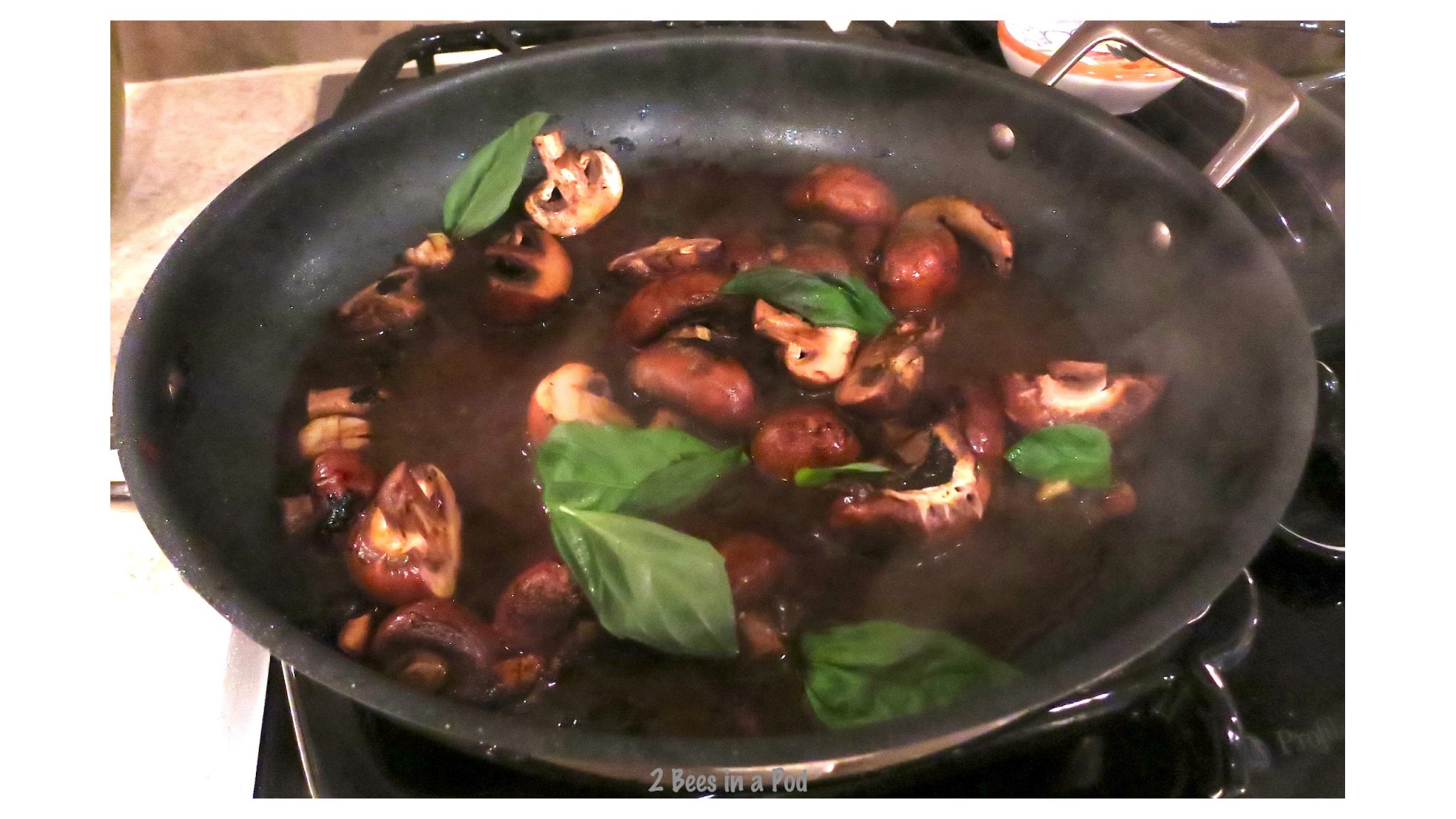 Almost Done - Glaze is reducing for Weight Watchers Balsamic Chicken with Mushrooms