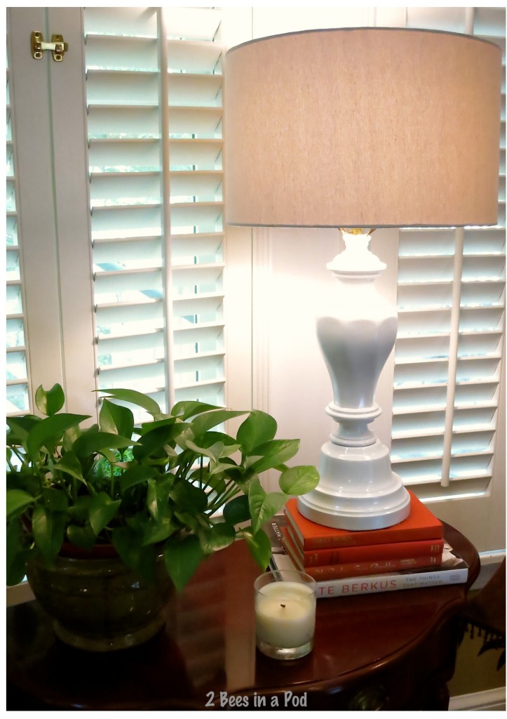 This lamp used to be ugly and very shiny brass - simple makeover to a beauty