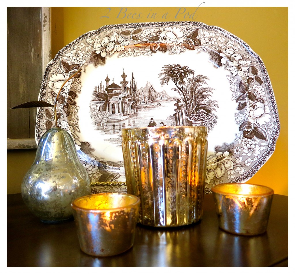 IDIY Mercury Glass... Painted clear glass votives and a jar create an aged-vintage look. Love the crackle finish.