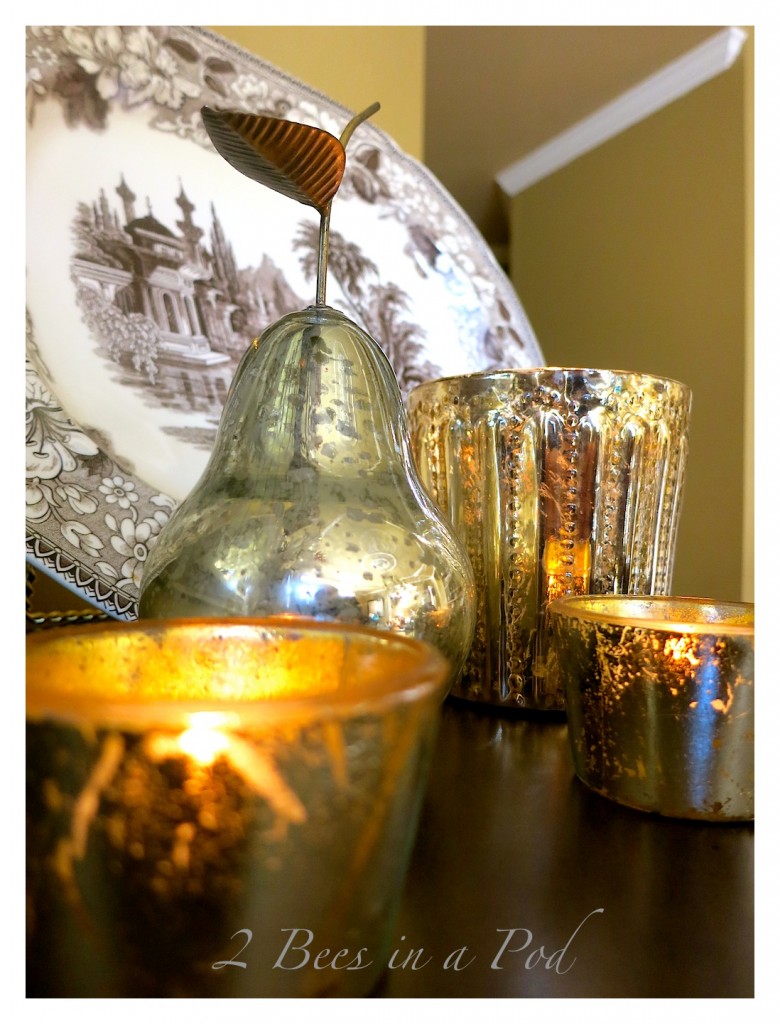 DIY Mercury Glass... Painted clear glass votives and a jar create an aged-vintage look. Love the crackle finish.