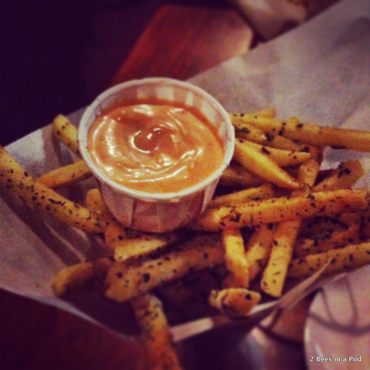 Fries and amazing dipping sauce at Bouchon's in Asheville