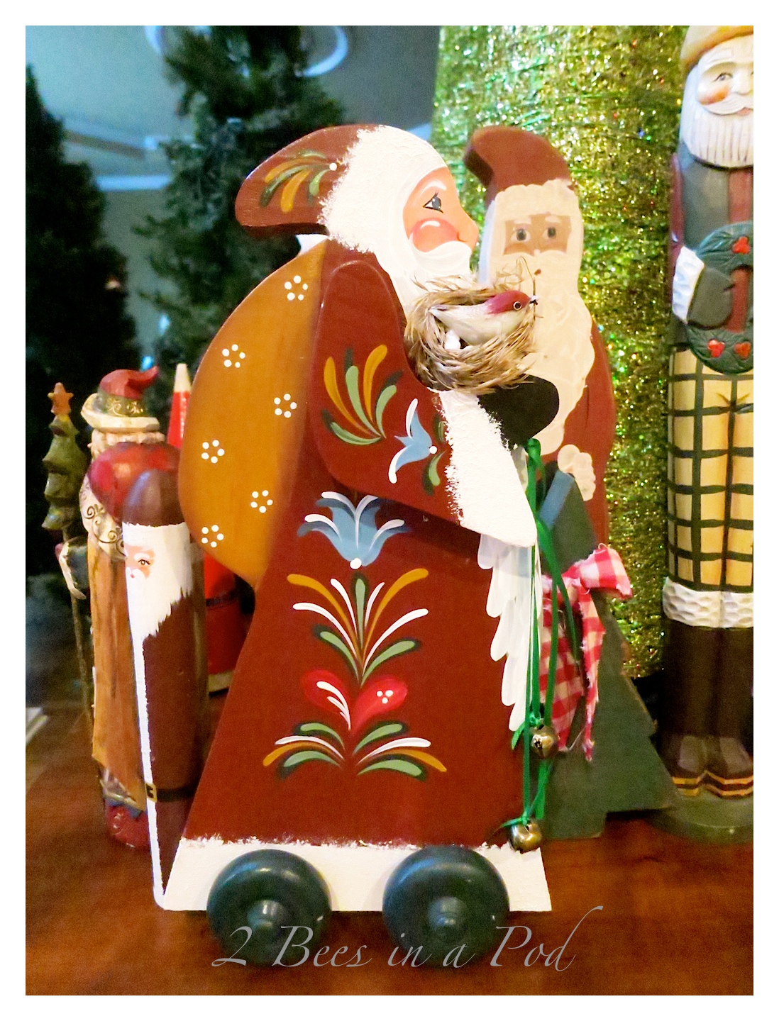 Handmade and painted vintage Santa Claus