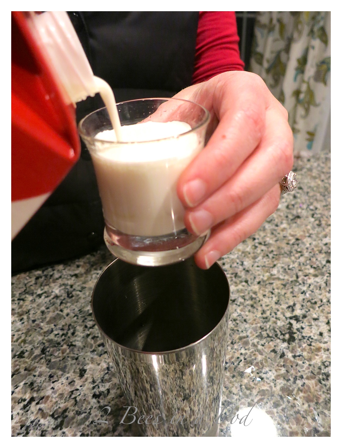 Pouring cream for Let it Snowtini