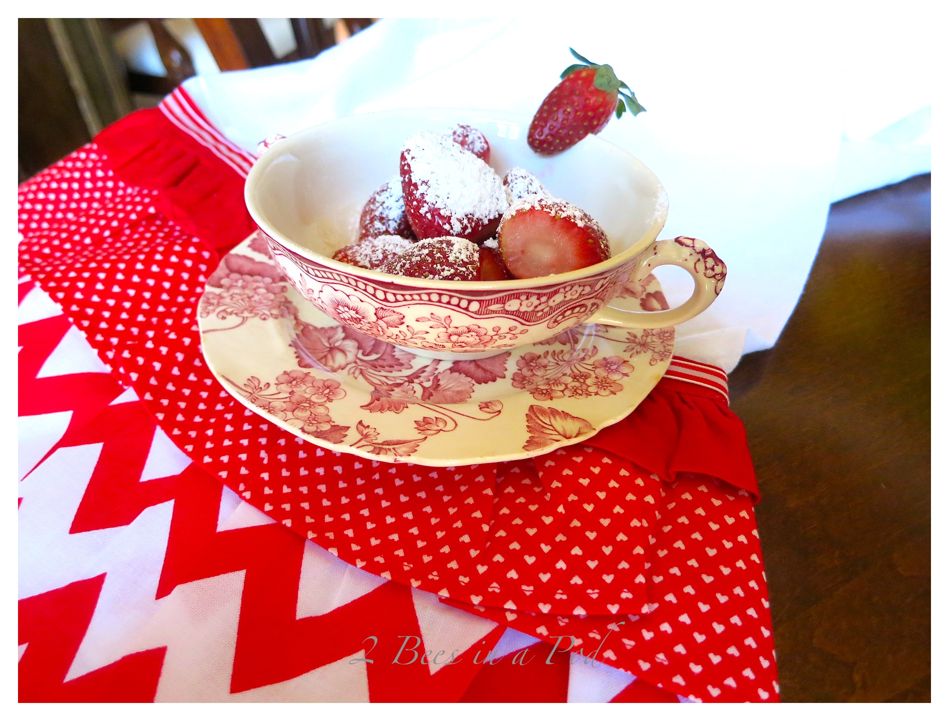 Hand sewn Valentine tea towel - for just a little bit of holiday in the kitchen.
