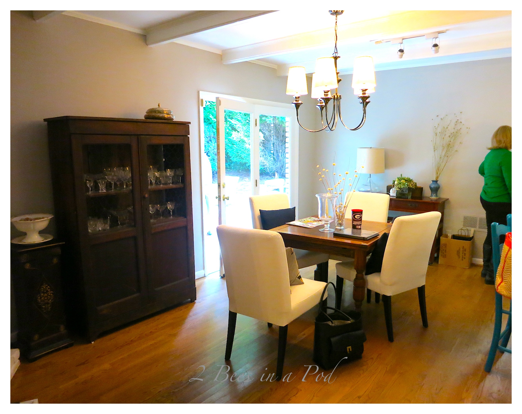 A dining area got a makeover...by just moving around furnishings and accessories a complete transformation and look was achieved.