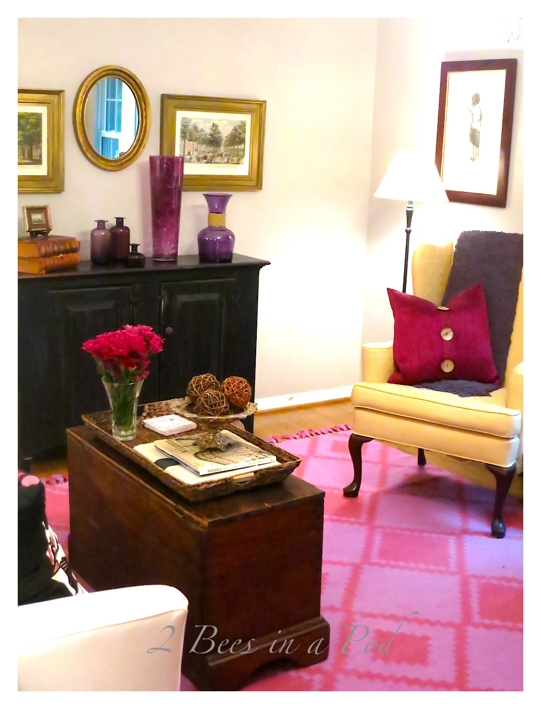 We did a living room makeover for a client that was so much fun! She already had great taste, antiques and furnishings. We just came to pull it all together!