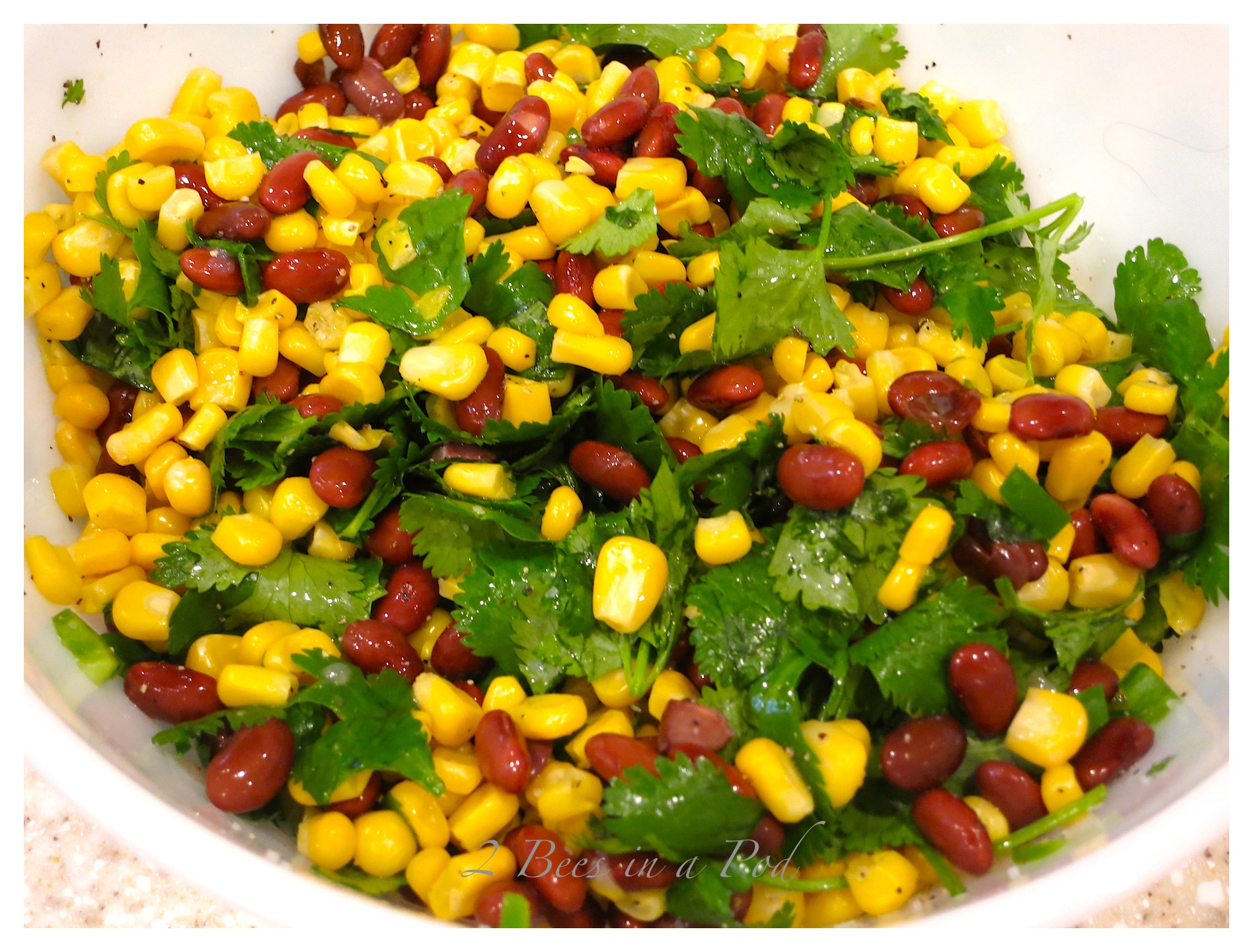 Black bean, corn and avocado salad.  Very flavorful with the addition of fresh lime juice, jalapeño and cilantro. Great as a main meal or side dish!