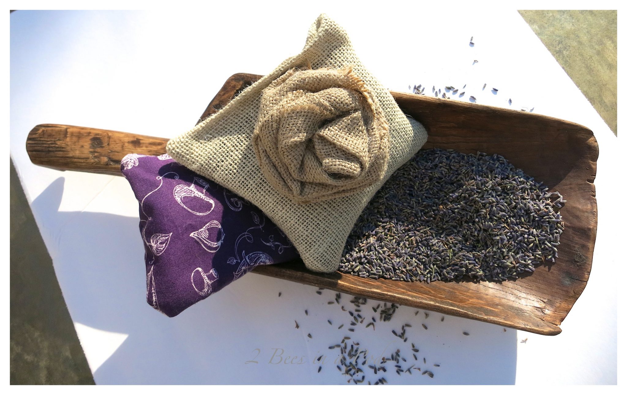 DIY Lavender Sachets - easy sew project. Use burlap fabric or cloth of your choose. Sew on three sides and then fill with lavender. Sew fourth side together. I decorate with a burlap rose. Sachet is great for drawers, on a side table in a bowl or microwave to remove funky odors.