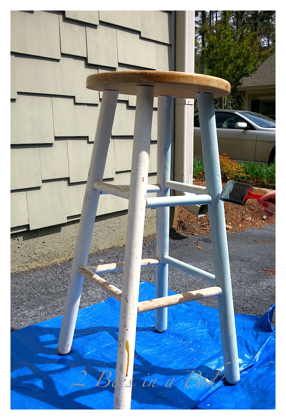 This barstool was literally saved from the trash. See how a curbside discard gets a makeover and goes from trash to treasure.All it took was a little cleaning and the application of some homemade chalk paint.