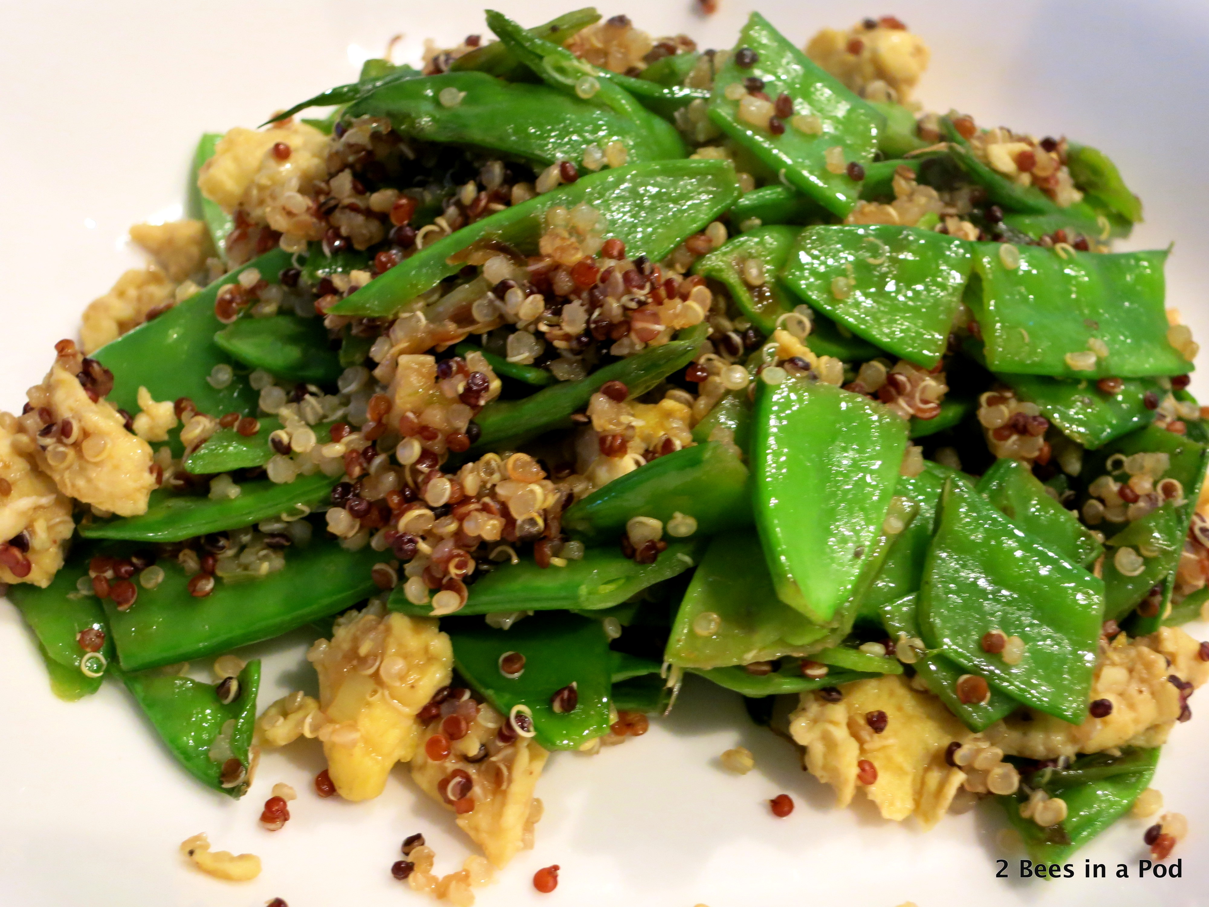 "Fried Rice" with quinoa, snap peas, green onions and egg #CleanEating