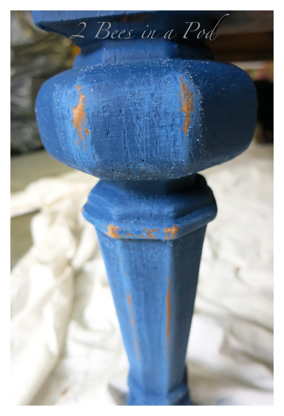 Blue Painted End Table Makeover…