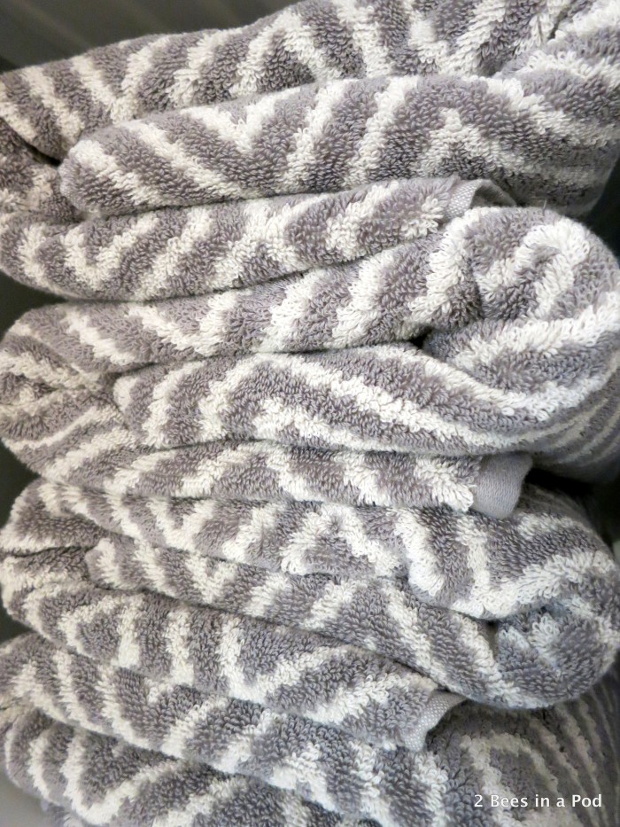 The towels by Max Studio are perfect for the Laundry Closet. And they are in two of our favorite colors, gray and white.