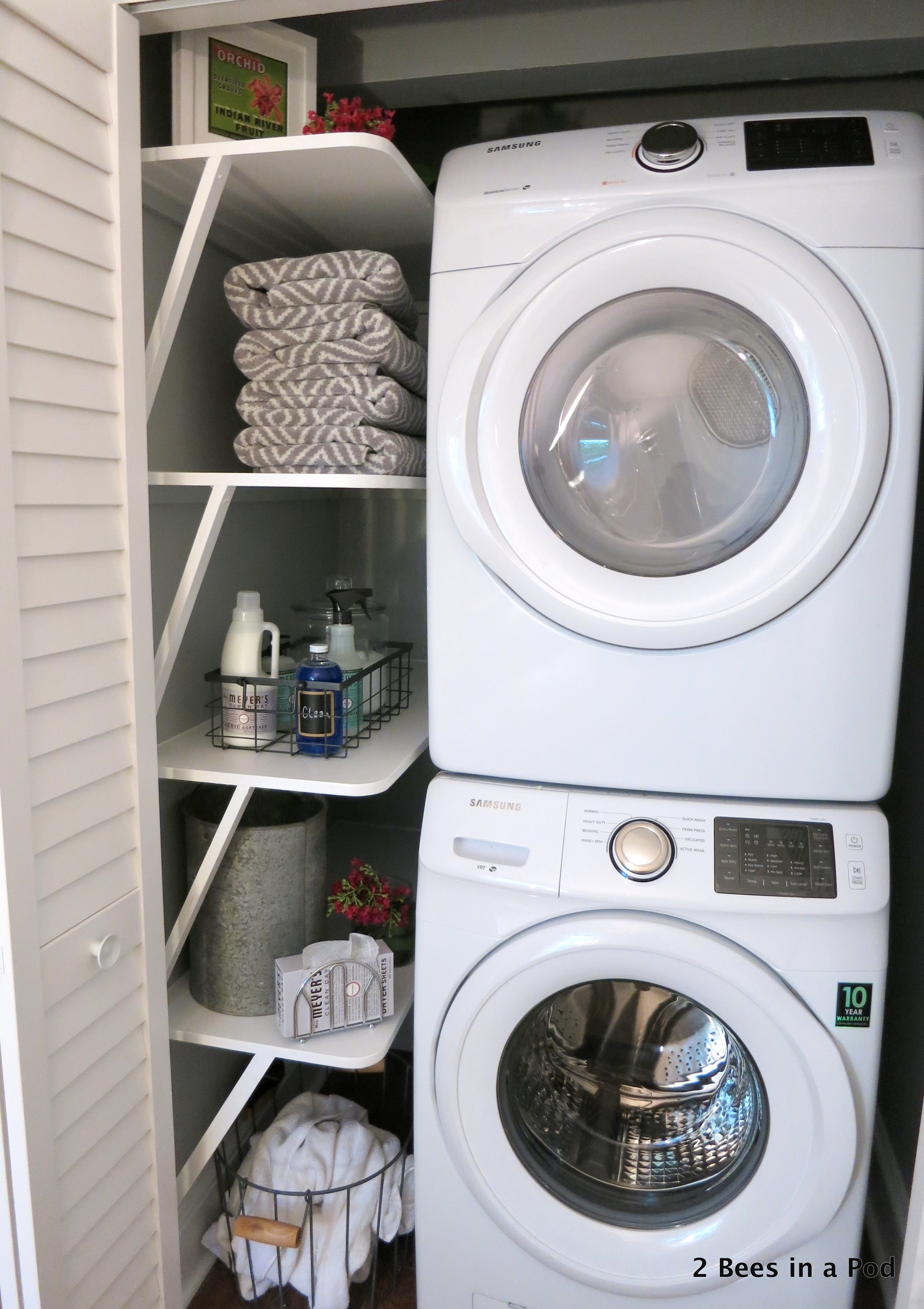 Laundry Closet Makeover Reveal - 2 Bees in a Pod