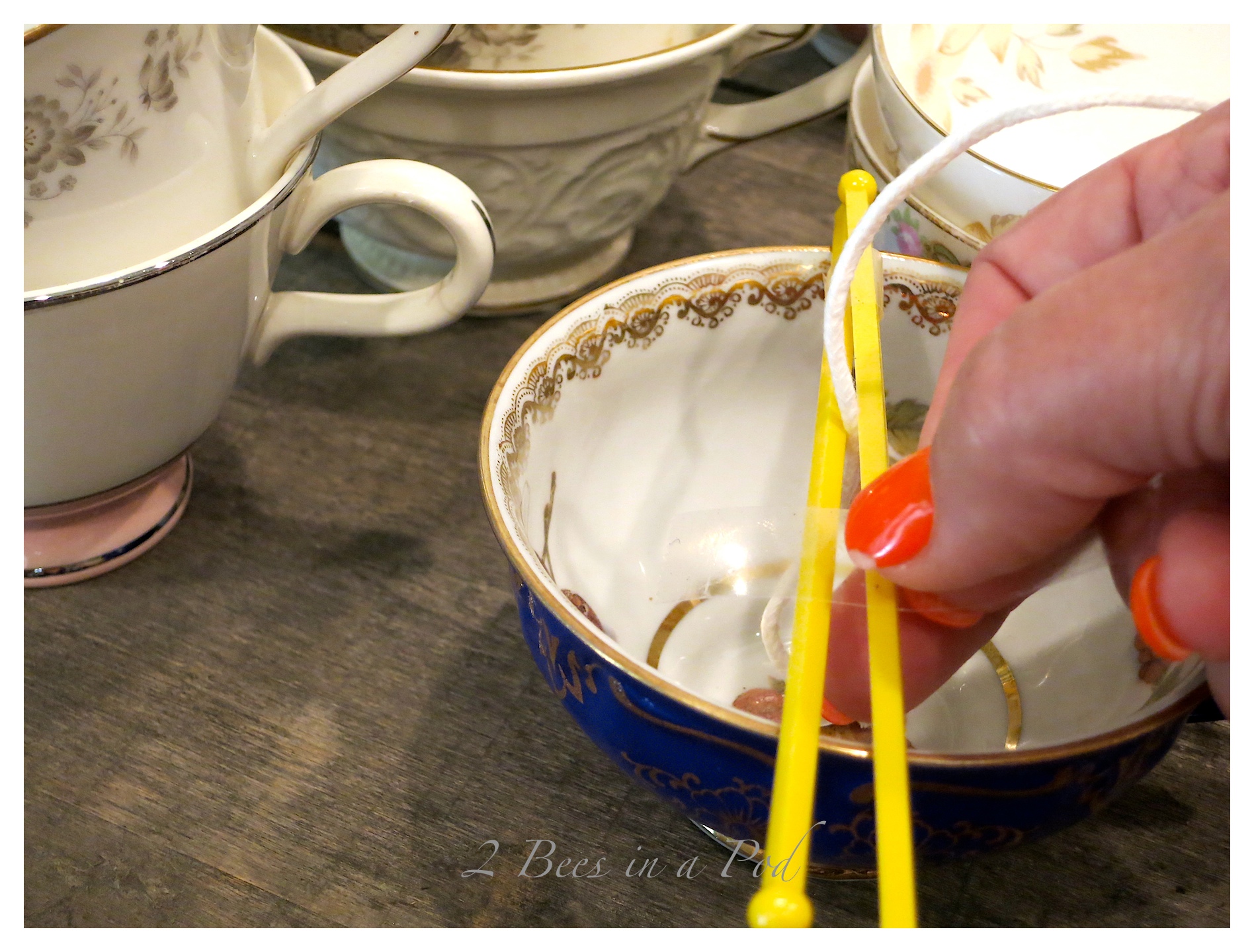 Just 2 easy steps to create your own DIY Bridal Shower Party Favor Teacup Candles. 