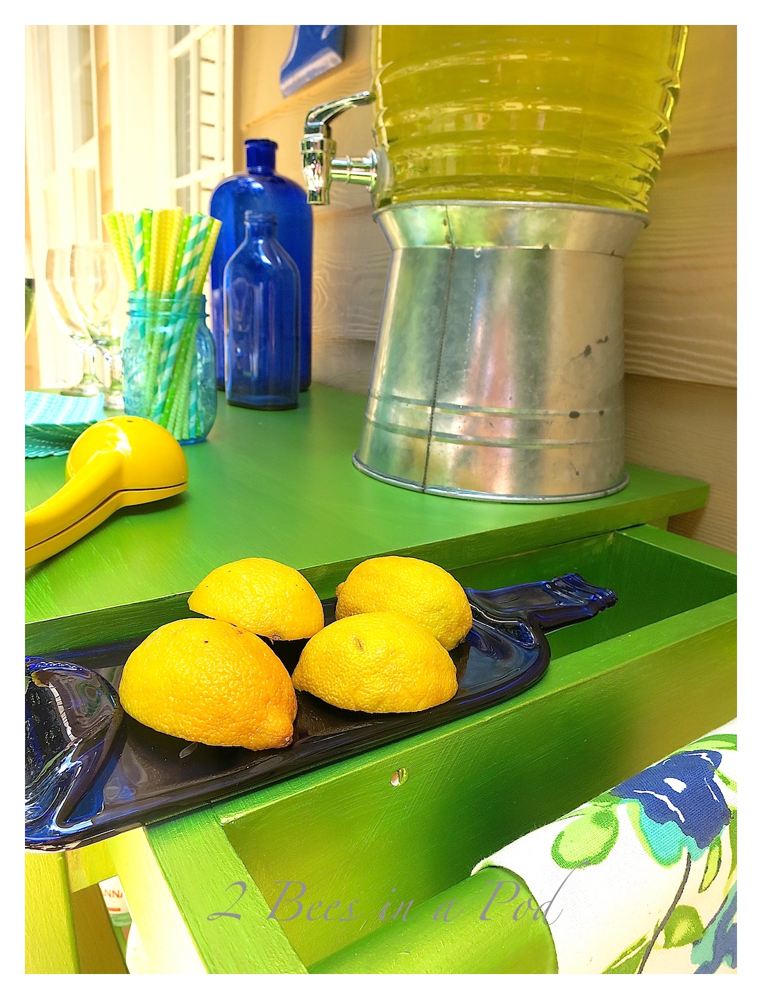 Microwave got a makeover into a stylish bar cart. By applying Modern Masters paint the cart took on a very colorful and polished look.