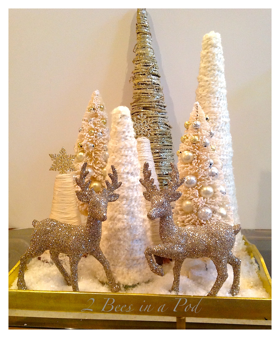 DIY Yarn Christmas Trees…a fast and easy project. All you need is harm, Elmers Glue and a styrofoam tree form. 