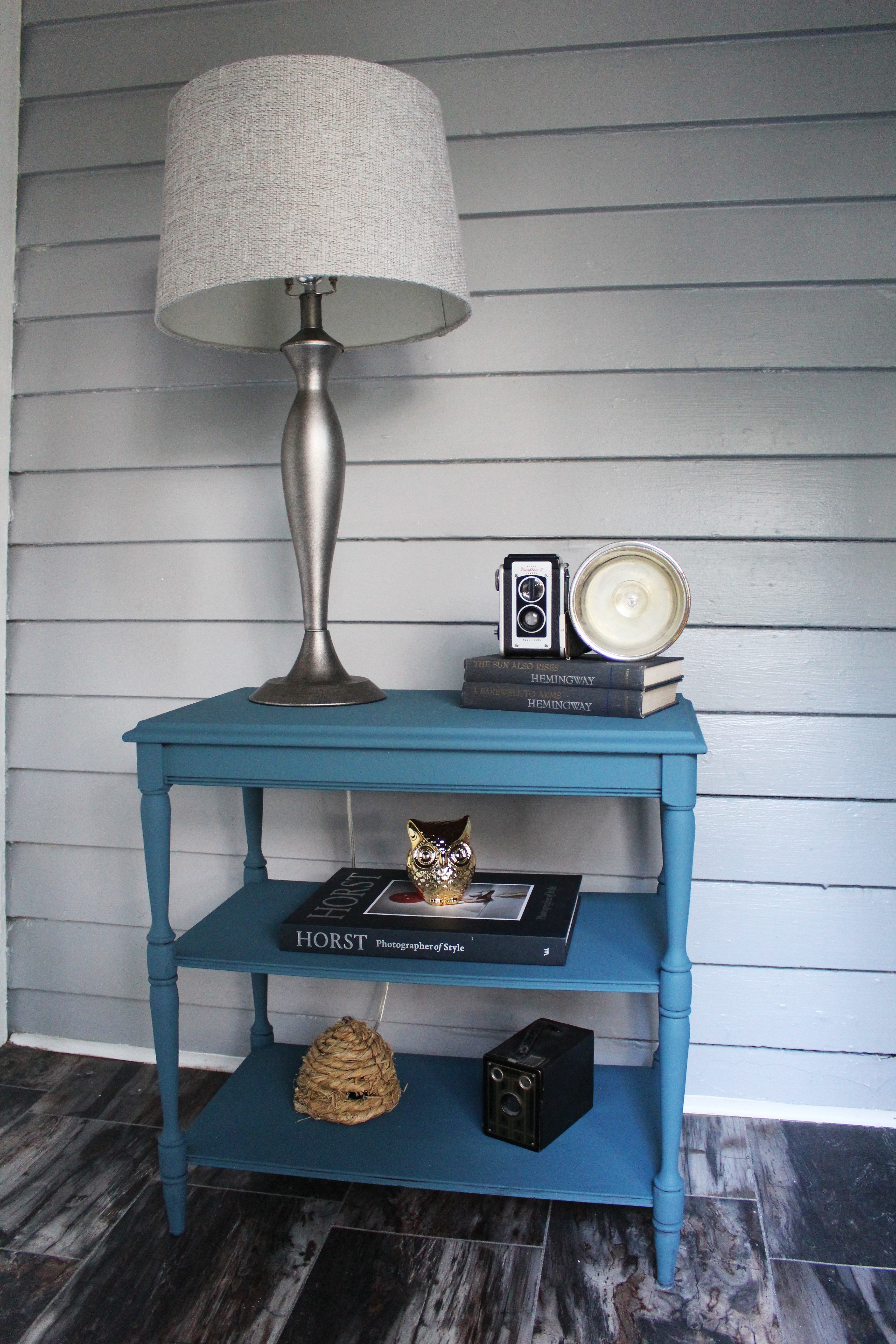 Painted End Table in Annie Sloan Chalk Paint Aubusson Blue