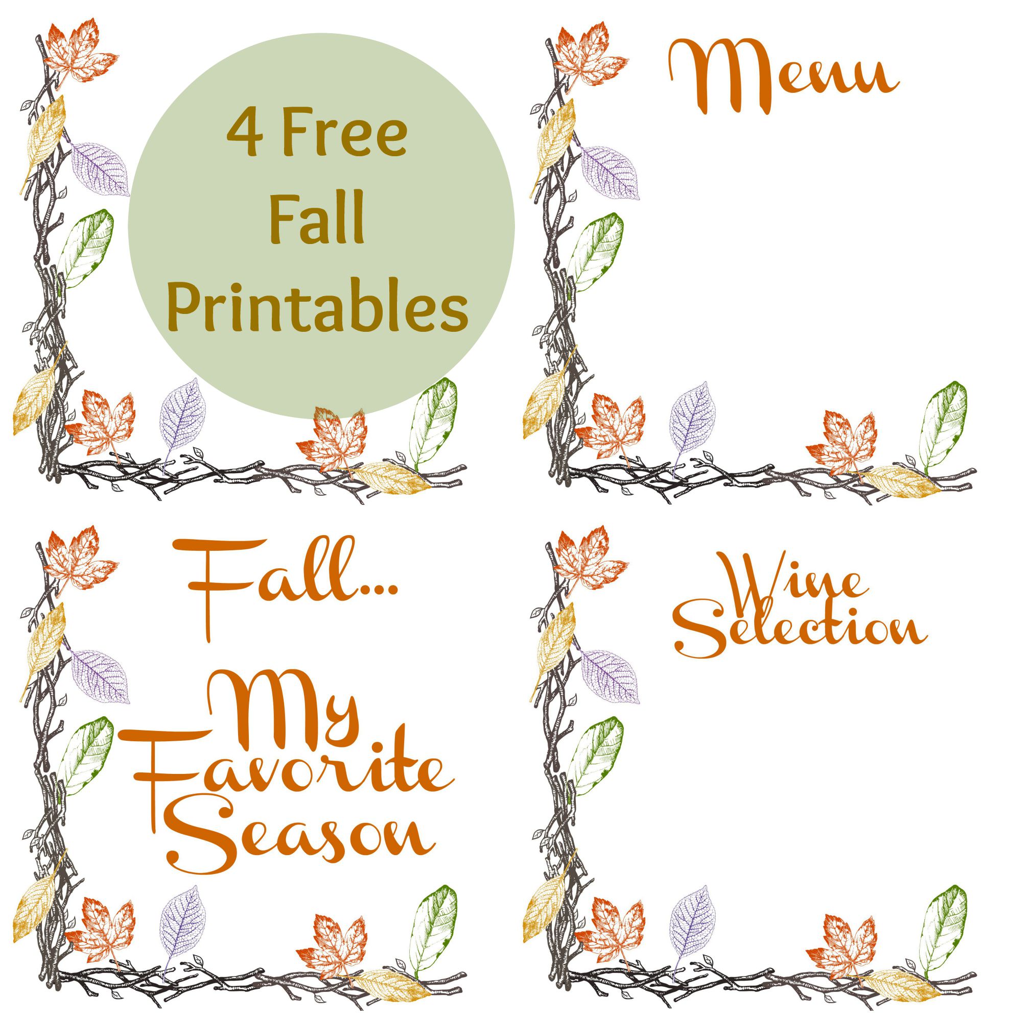 Free Fall Printables Collage