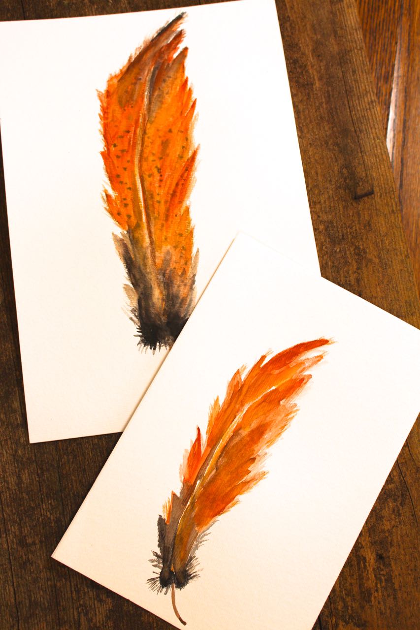 DIY Watercolor Feather