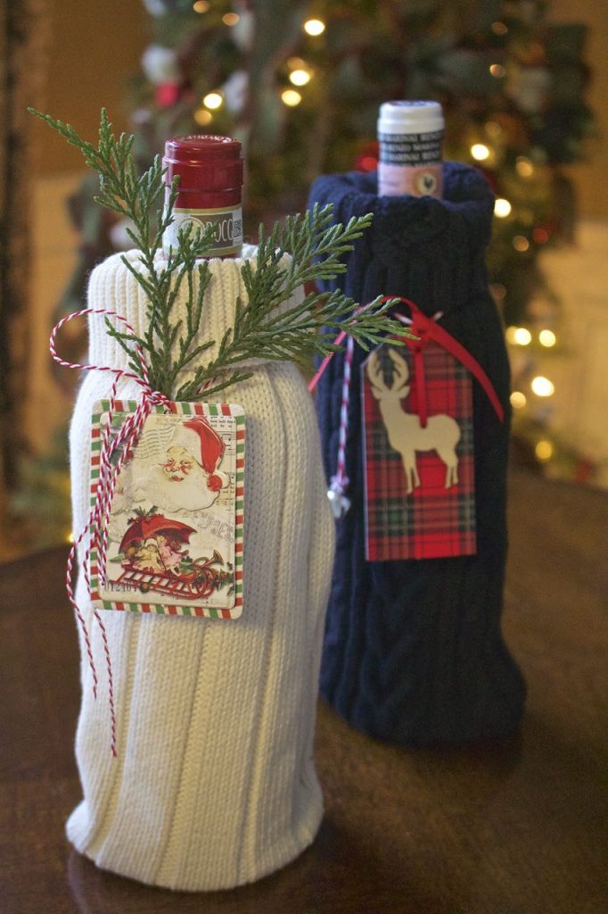 DIY Sweater Wine Bags