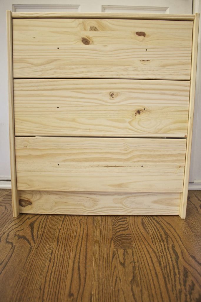 This is the IKEA rast dresser once we put it together. It is definitely bare bones, so your imagination can run wild with what you create.