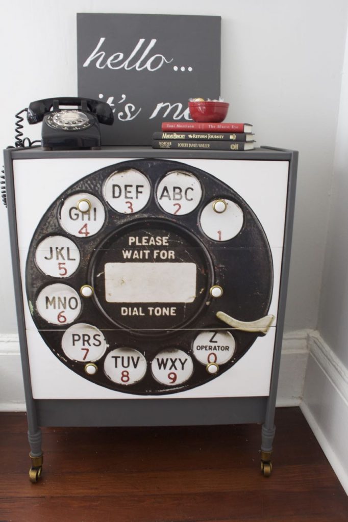 Please wait for the dial tone. This vintage rotary print from Hobby Lobby was the best find. 