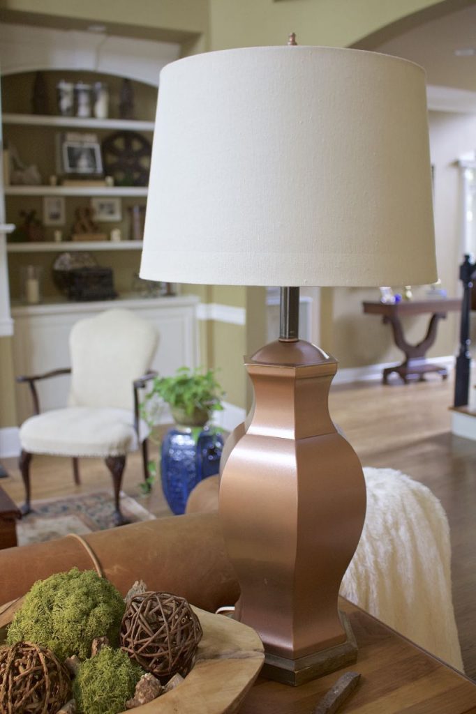 Thrift Store Lamp Makeover from Brass to Copper