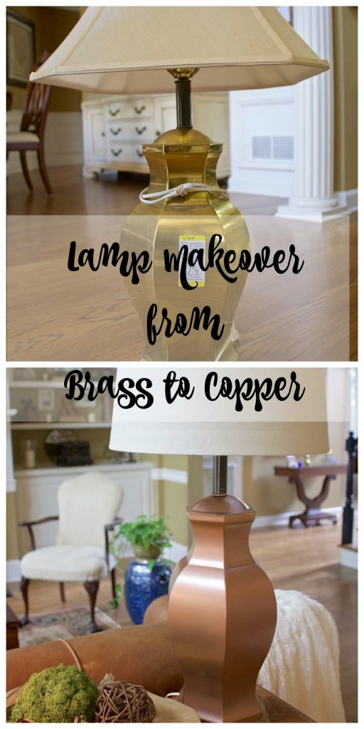 Thrift Store Lamp Makeover from Brass to Copper