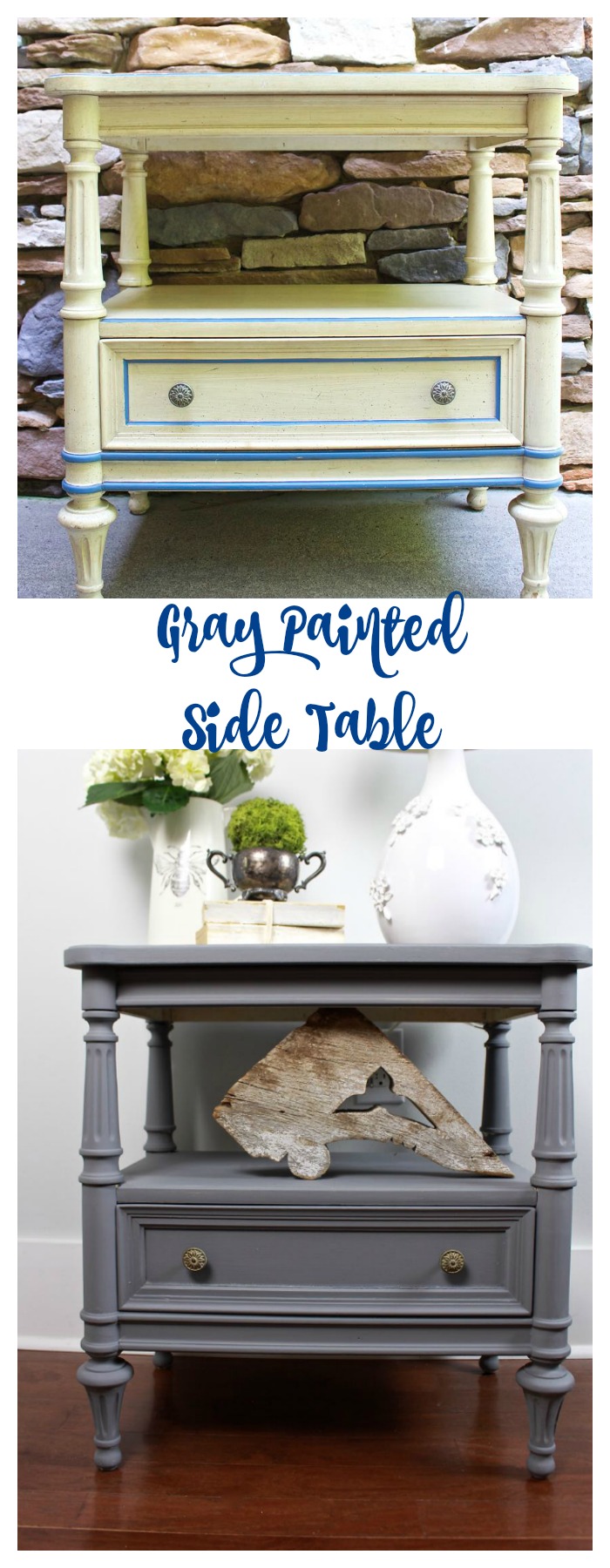 Painted furniture. Gray Painted Side Table