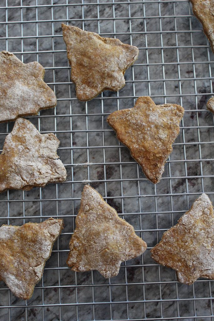 Homemade Dog Treats for Christmas. Made with peanut butter and pumpkin.