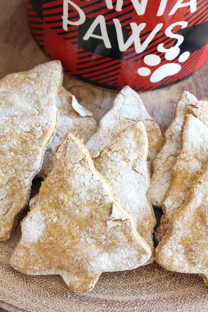 Homemade Dog Treats for Christmas. Made with peanut butter and pumpkin.