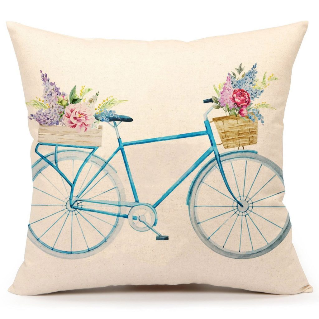 Bicycle Floral Pillow