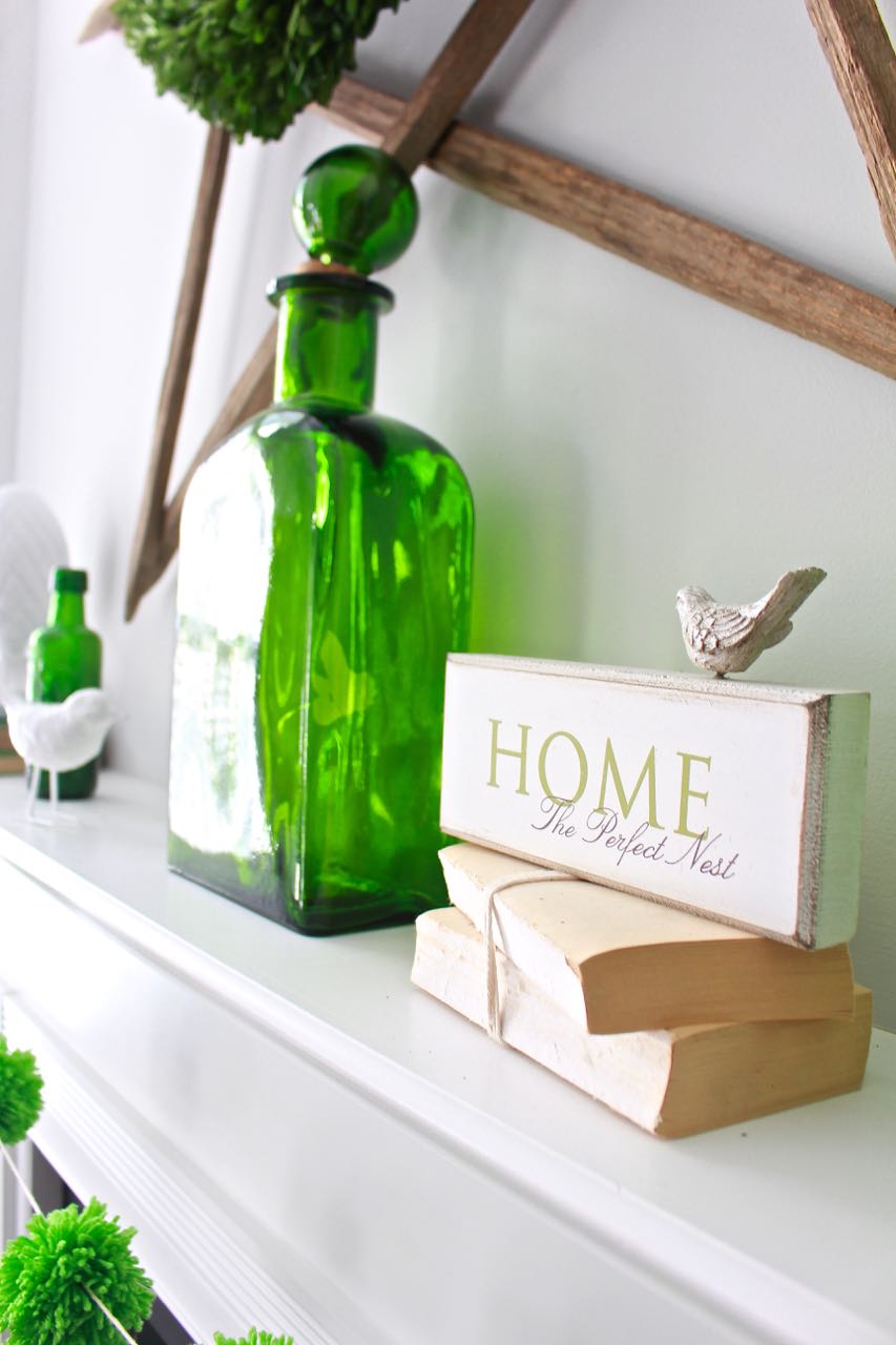 Spring Green Mantel Decor