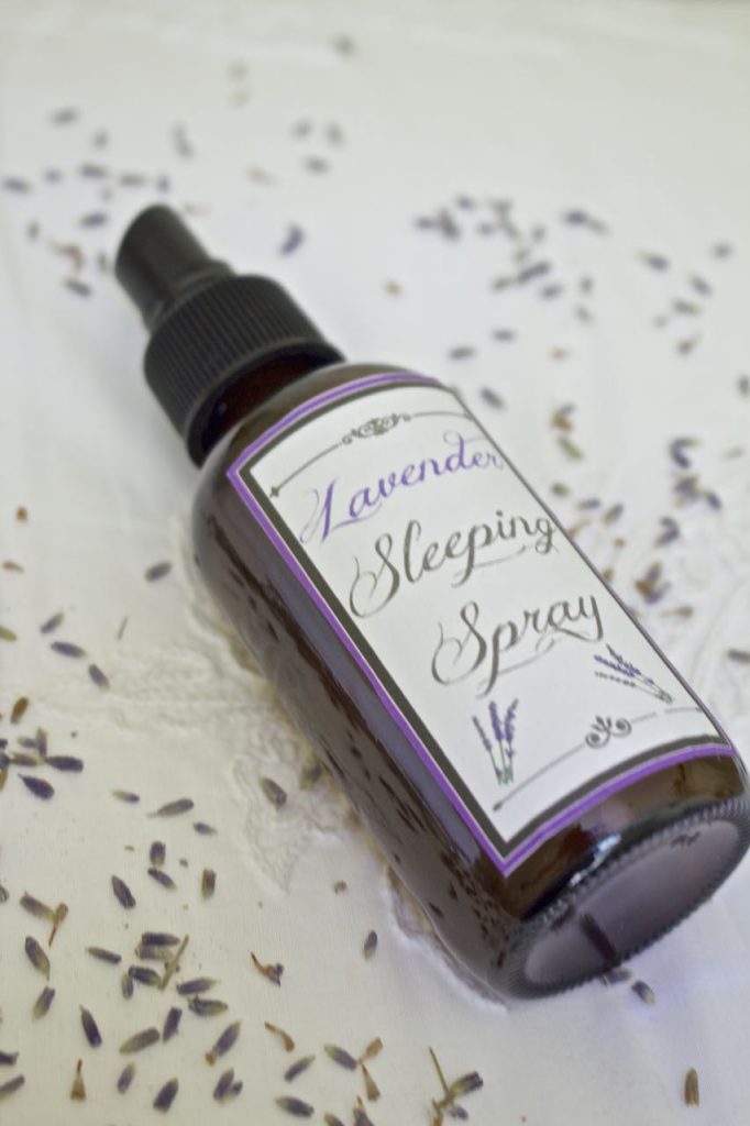 How to make soothing lavender sleeping spray. Mist lightly onto linens