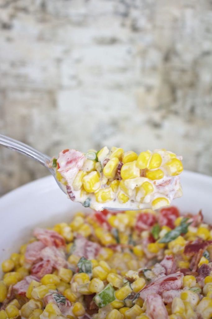 Creamy Corn Salad. Summer salad that is perfect as a side dish at dinner or picnics.