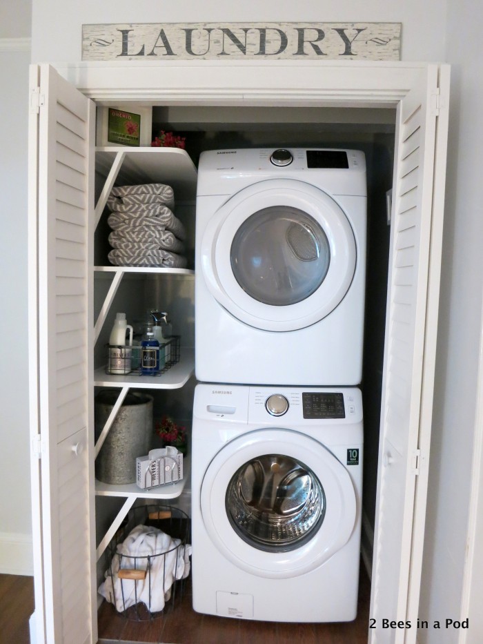 Small laundry room ideas. Add personality to a small closet space.