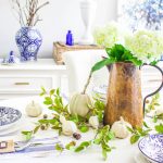 Blue and White Fall Tablescape