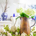 Blue and White Fall Tablescape