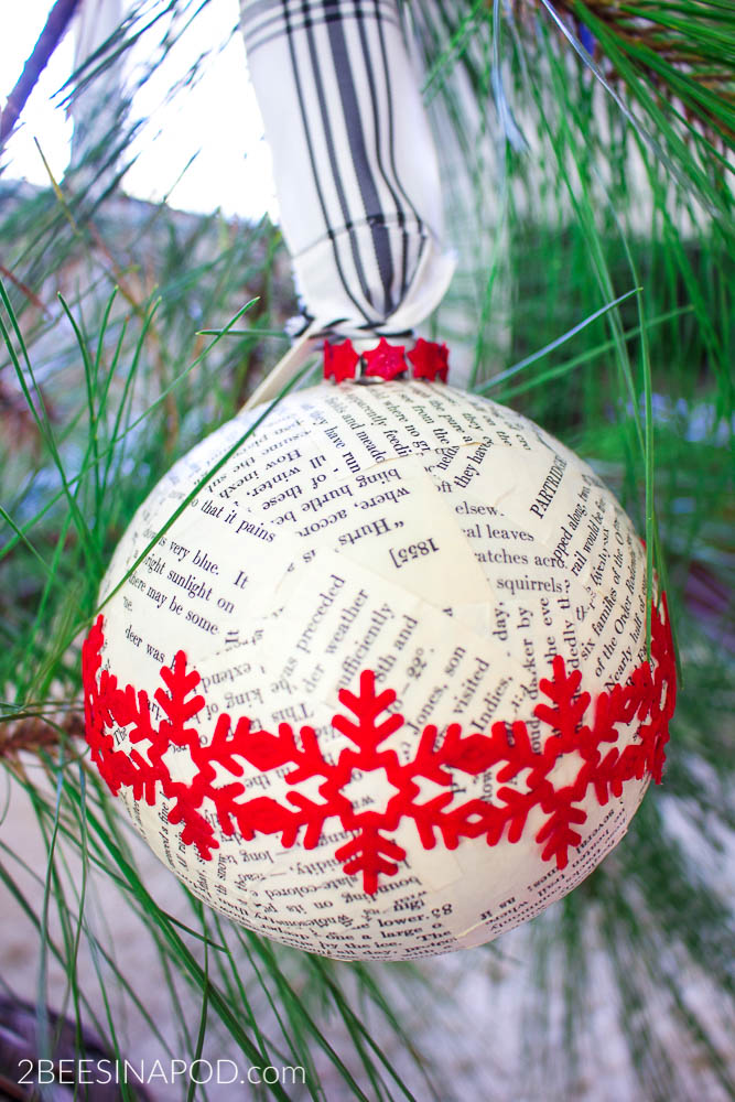 13 Easy DIY Christmas Ornaments - book page ornament
