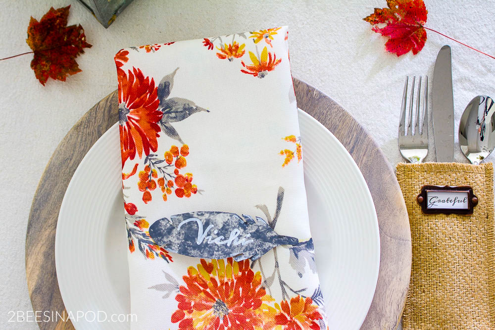 Colorful Thanksgiving Tablescape with Galvanized Feathers and Printable