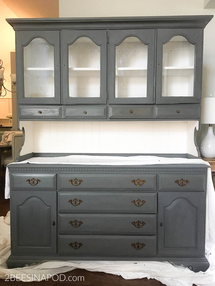 Gray Painted Hutch Makeover That Made Me Cry 2 Bees In A Pod