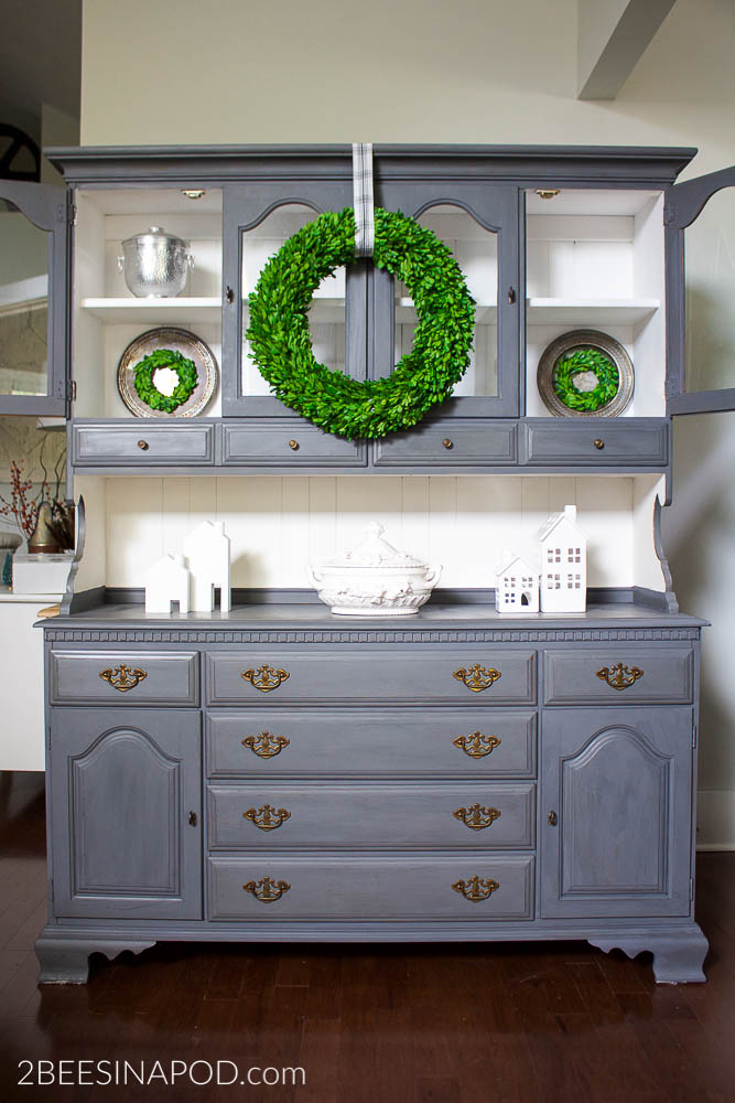 Gray Painted Hutch Makeover