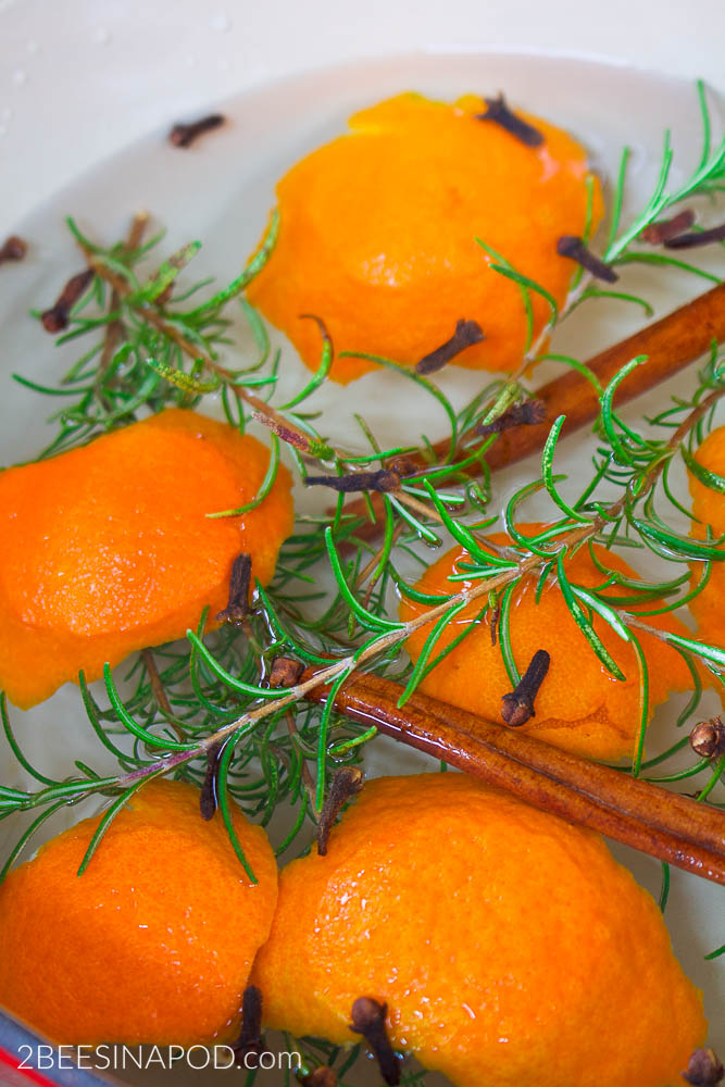 Rosemary and Citrus Orange Spice Simmer Pot - Banish Winter Funk. Add rosemary, fresh orange peels, cloves and cinnamon to the simmer pot.