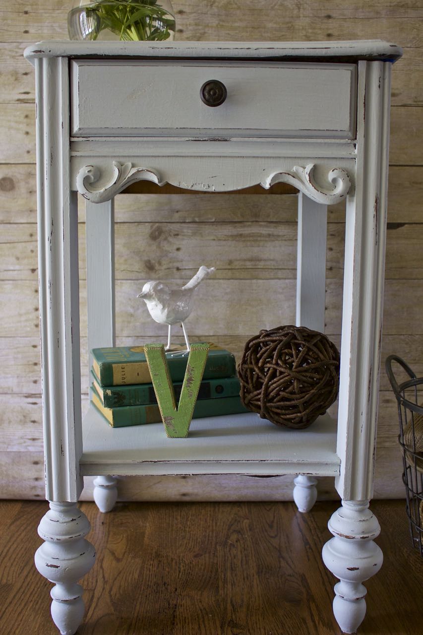 How to Chalk Paint Furniture - Our Best Tips. Side table painted in French Blue Amy Howard One Step paint