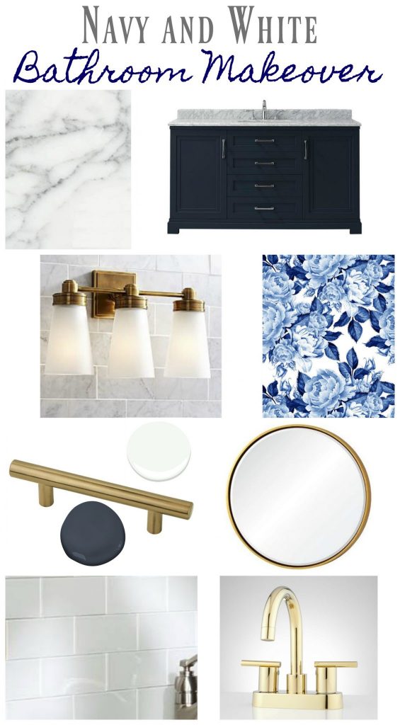 Navy and White Bathroom Makeover - Mood board for bathroom makeover