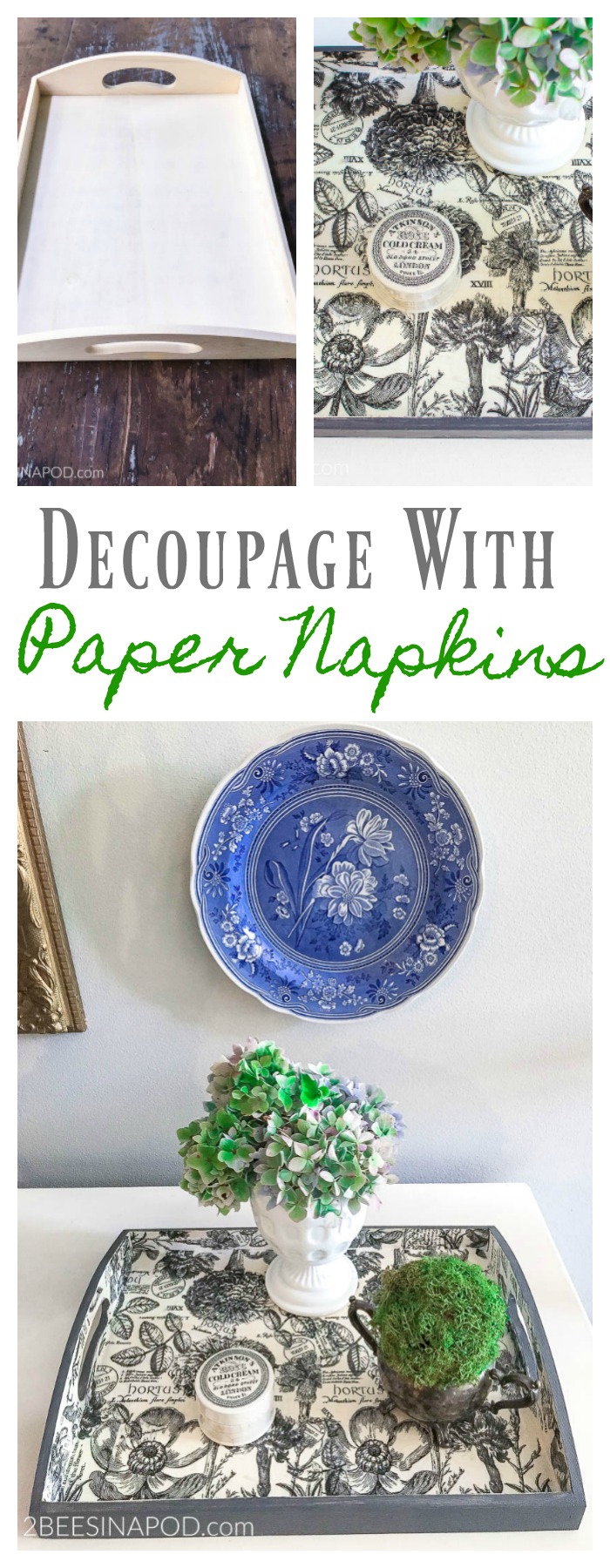 Chinoiserie Pumpkins DIY - Blue and White Pumpkins with Decoupage Napkins -  2 Bees in a Pod