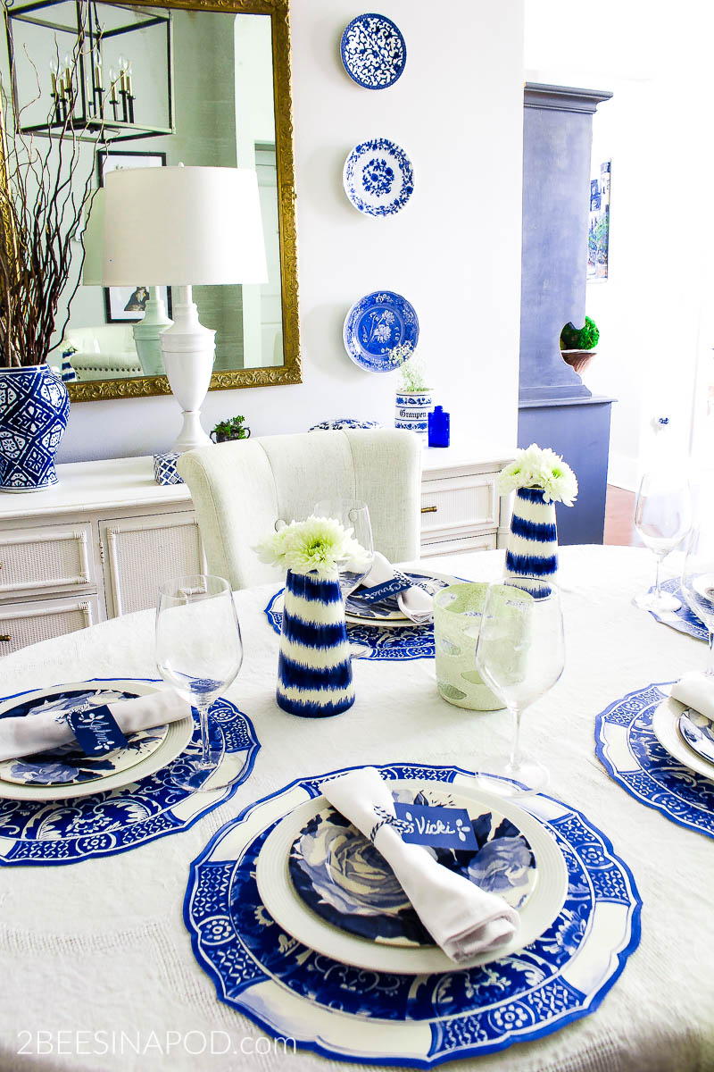 Blue and White Tablescape