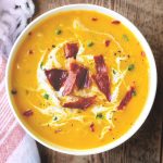 Roasted Butternut Squash Soup with Bacon - Creamy and Delicious - 2 Bees in a Pod