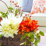 Easy Fall Centerpiece - silk flowers from the dollar store look so good
