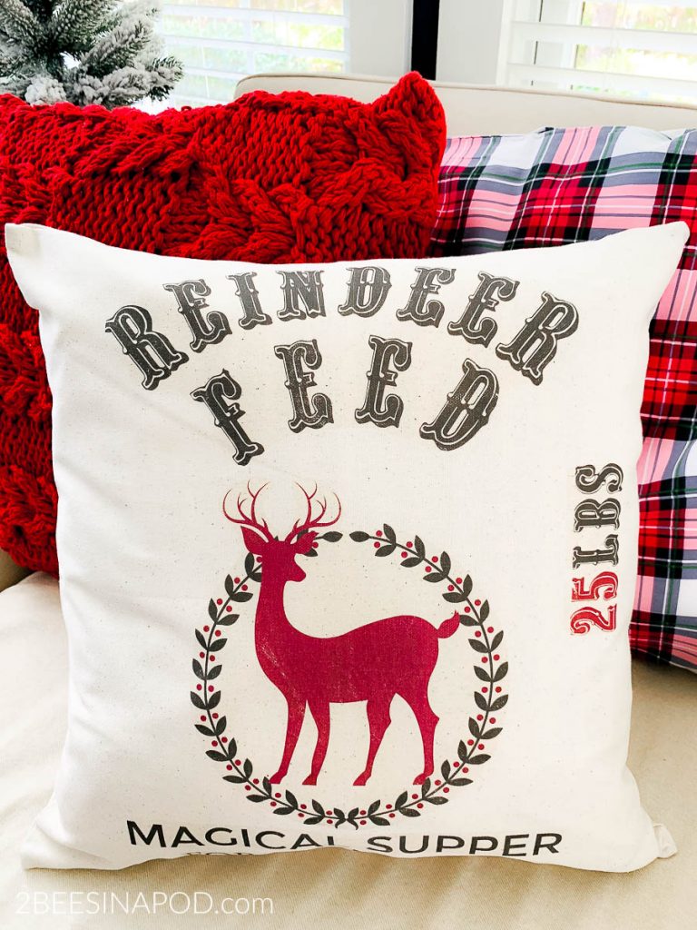 DIY Reindeer Feed Christmas Pillow – Iron On Transfer Printable